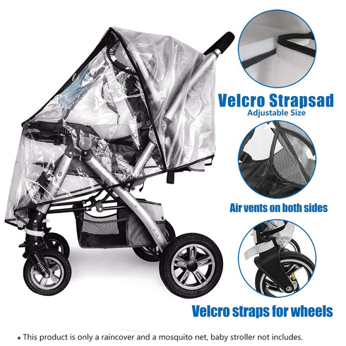 Stroller Rain Cover and Baby Stroller Mosquito Net, Universal Waterproof Windproof Protection Set