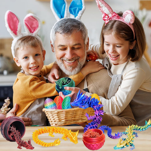 6PCS 3D 3D Set (6pc-a) JOD Printed Dragon Eggs with Dragon Inside Articulated Fidget Toys, Easter Dragon Eggs, Mystery
