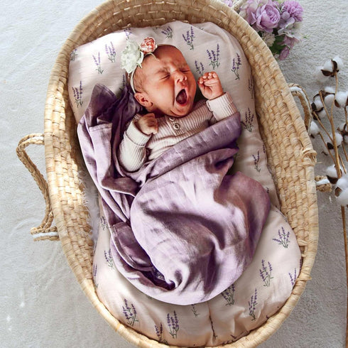 Set 2 Pack LifeTree Muslin Swaddle Blankets,Headband and Hat with Birth Announcement Card and Baby Lounger