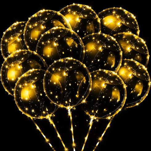 Vinsot 18 Pack LED Bobo Balloons Light Up Balloons Clear Helium Bubble