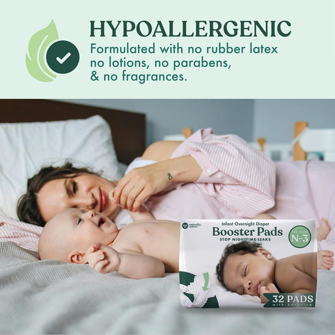 N-3 96-Pack Naturally Nature Overnight Leak-Protection Diaper Booster Pads, for Heavy Wetters, Diaper Liners for Baby