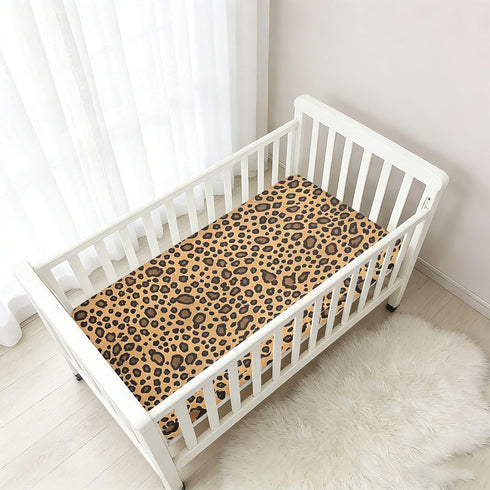 CZXW 52" 28" Fashion Leopard Crib Sheets Fitted x Natural Cotton Soft & Breathable for Baby Crib Mattress