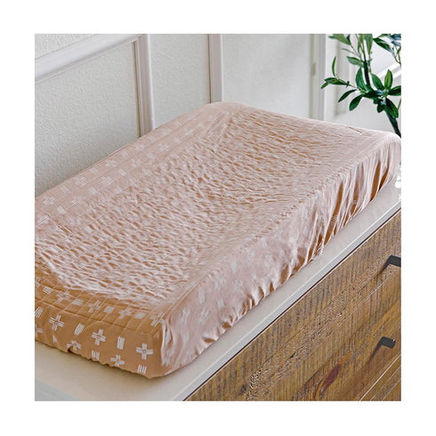 Crane Baby Stretchy Changing Pad Cover, Breathable Cover for Boys and Girls, Copper Dash, 16”w x 32”h