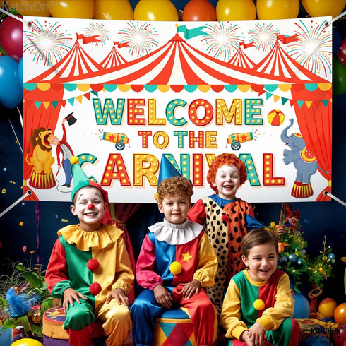 KatchOn Welcome To The Carnival Banner, XtraLarge 72x44 Inch Carnival Theme Party Decorations and Backdrop