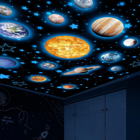 780 Solar System Wall Decals Glow in The Dark Stars PCS, Glowing Planets Stickers for Ceiling, Nursery Wall Stickers