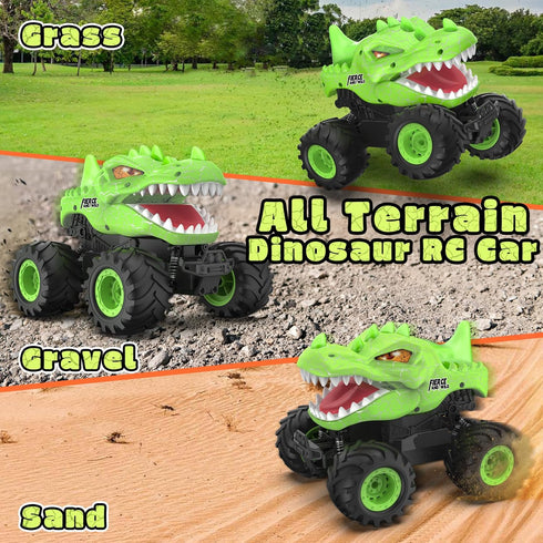 2.4GHz 1:24 6-8 8-12 Dinosaur Remote Control Car, Monster Truck Toys Rechargeable RC Cars Scale RC Truck with LED Light