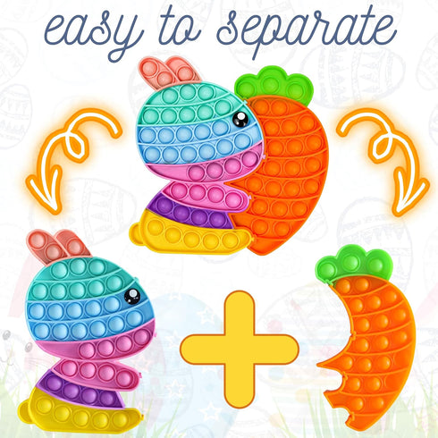 Easter Bunny Poppers, Bunny Carrot Pop Bubble Fidget Sensory Toy, Puzzle Popper, Easter Gifts for Kids,Toddler, Easter