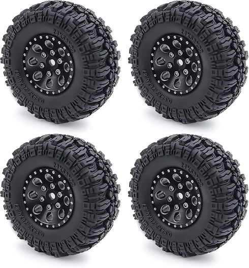 RCHUBAM 4PCS 1.0" Crawler Tires, Micro Rubber Tires for 1/18 TRX4M Axial 1/24 SCX24 Deadbolt Bronco RC Crawler Car
