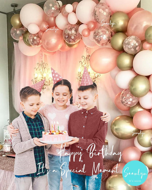 Soonlyn 140 Pack Rose Gold Balloons, 12 Inch Gold & Pink, Pink Confetti Arch Kit for Showers
