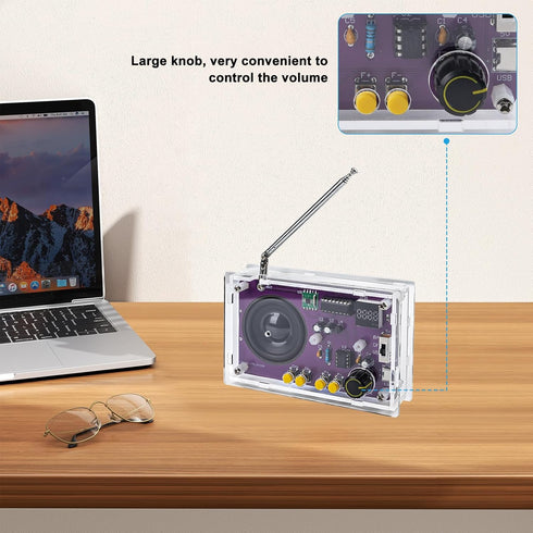 LEPANDA 2inch Radio with Speaker and Acrylic Case, DIY FM Radio Soldering Project, Electronic Soldering Practice Kit