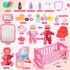 12'' Set 32 12 Playset 3 4 5 DRAMATION Interactive Baby Doll with Crib and High Chair, PCS Baby Doll Toys Make Sounds