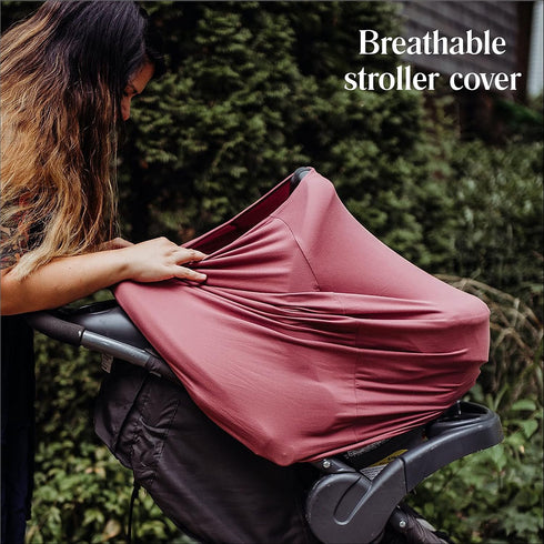 360 Simka Rose Car Seat Cover for Babies Multipurpose, Breathable Nursing Cover and Baby Car Seat Canopy - Coverage