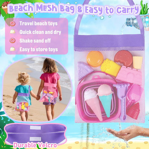 REZUCREY Set, Set 3-10 Collapsible Beach Toys for Toddlers, Sand Bucket and Shovels Ice Cream Tea Travel Sand Toys