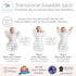 Amazing Baby Transitional Swaddle Sack with Arms Up, Half-Length Sleeves, Mitten Cuffs, Medium, Tiny Elephants