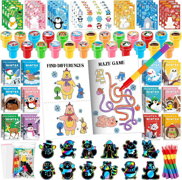 BenLouis Winter Party Favors Set Holiday Themed Coloring Book Classroom Gift Prizes