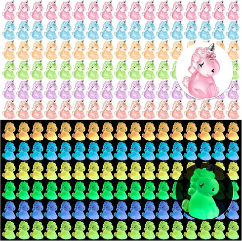 HFAYDZSW 180Pcs Luminous Mini Resin Unicorn Figurines, Glow in The Dark Tiny Unicorn