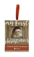 Pearhead Baby’s First Christmas Wooden Picture Frame Ornament, Rustic Keepsake Photo Holiday Gift for New Parents