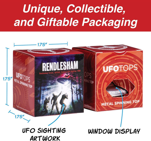 1980 UFO Tops Rendlesham - Metal Spinning Fidget Toy Top - Inspired by The Documented UFO Sighting in Rendlesham