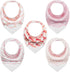 Teething Bibs Baby Bandana Bib Sets with Teething Corner (American Flag Style), BPA-Free Silicone Teether
