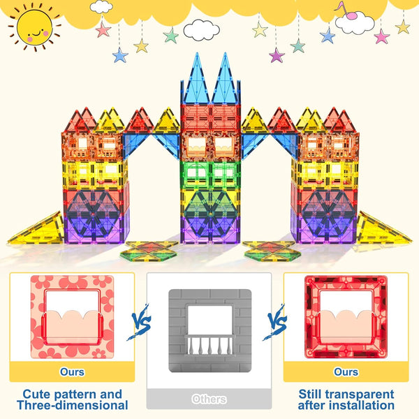 60 PCS Magnetic Building Tiles, Kids Toys STEM Magnetic Blocks, Sensory Toys for Boys and Girls Aged 3+, Brain