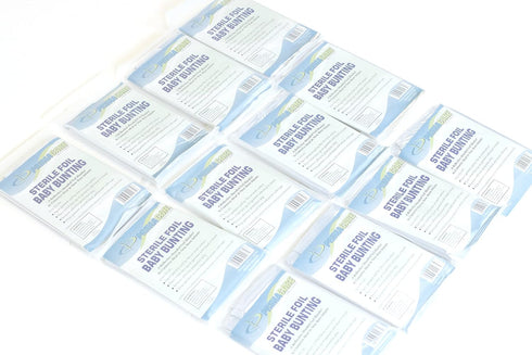 CB-6835-CS Pack 12 30" 17" Primacare of Sterile Foil Baby Bunting Blankets for Newborns and Infants, Disposable