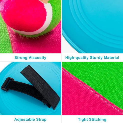 Outdoor Games for Kids Ages 4-8 - Toss and Catch Ball Set with 4 Paddles, 4 Balls, Storage Bag, Yard Fun