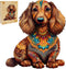 Wooden Puzzle for Adults, Long-Haired Dachshund Dog Jigsaw Puzzle, Unique Shape Animal Wood Puzzles