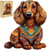Wooden Puzzle for Adults, Long-Haired Dachshund Dog Jigsaw Puzzle, Unique Shape Animal Wood Puzzles