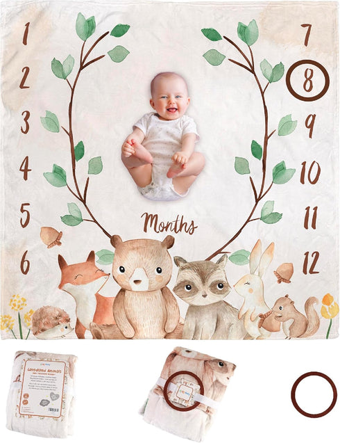Monthly Baby Milestone Blanket - 47"x47" Premium Fleece for Baby Boy or Baby Girl with Felt Marker