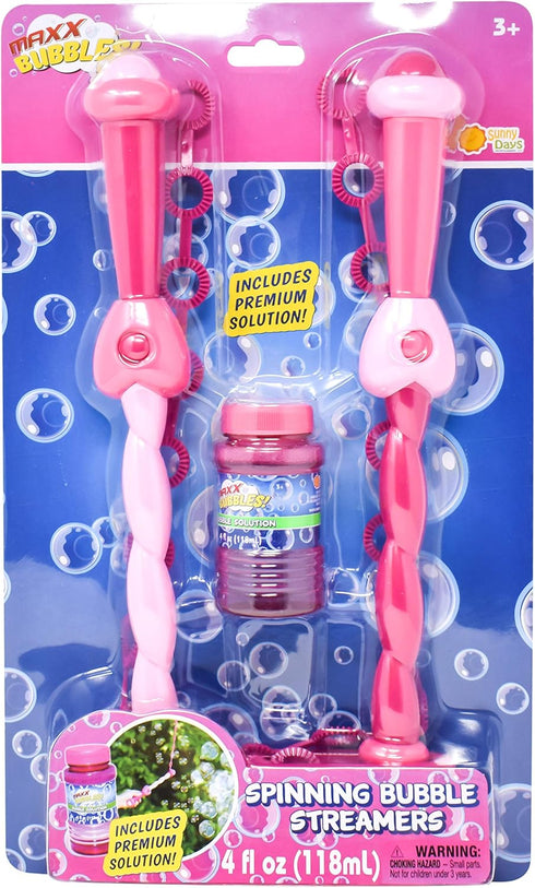 Sunny Days Entertainment Pink Princess Bubble Wand Kit, Outdoor Toy for Kids with Bubble Solution