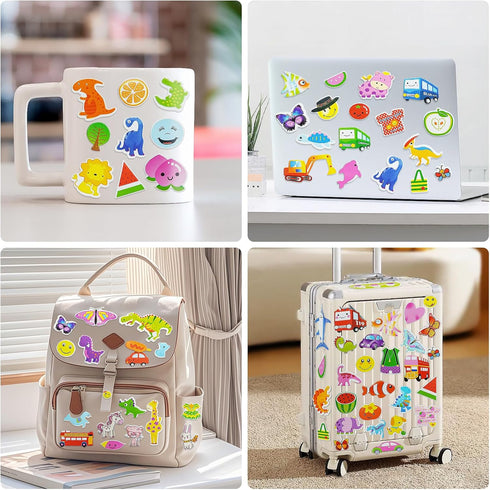 BEESTECH 24 Sheets 500+ Stickers for Kids, Teacher Reward Stickers, Potty Training Bulk with Dinosaur Traffic