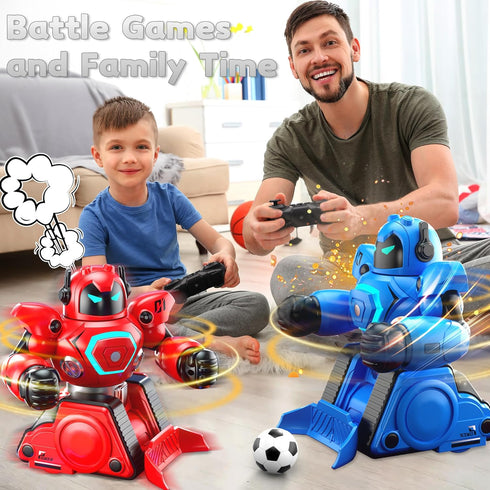 2-Pack 6 7 8 9 10 11 12+, LZZAPJ Remote Control Fighting Robot Battle Bots Toys with Sounds & Lights - Soccer Game