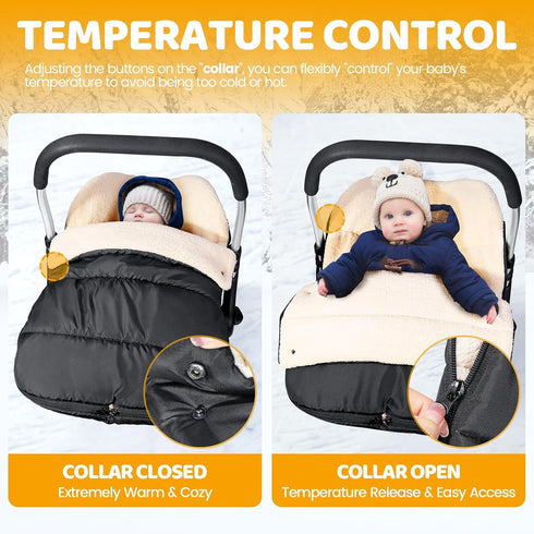 Orzbow Winter Baby Car Seat Cover, Universal Car Seat Bunting Bag for Babies with Adjustable Zipper, Removable Car Seat