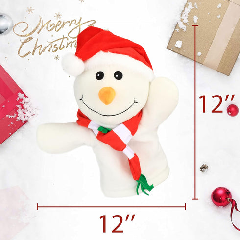 Hopearl Plush Christmas Snowman Hand Puppet, Interactive Storytelling Toy for Kids, 17''