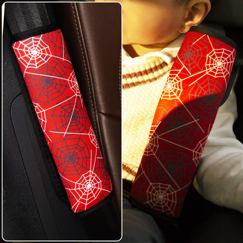 Spider Seat Belt Cover for Kids - Seat Belt Pad for Boys, Car Seat Straps Shoulder Pads, Kid's Cushion - 1 Piece (RED)