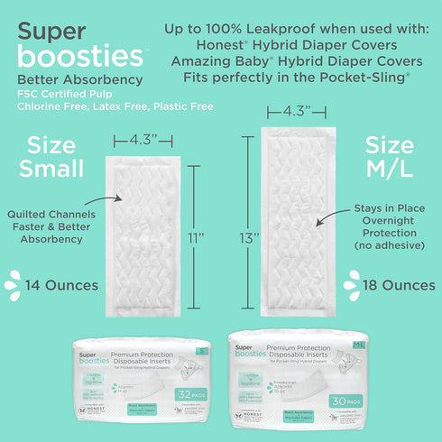 (22-40 lbs), 3 Pack Honest Hybrid Cloth Diaper Covers with Pocket-Sling, Large Stops Nighttime Leaks, Use with Boosties