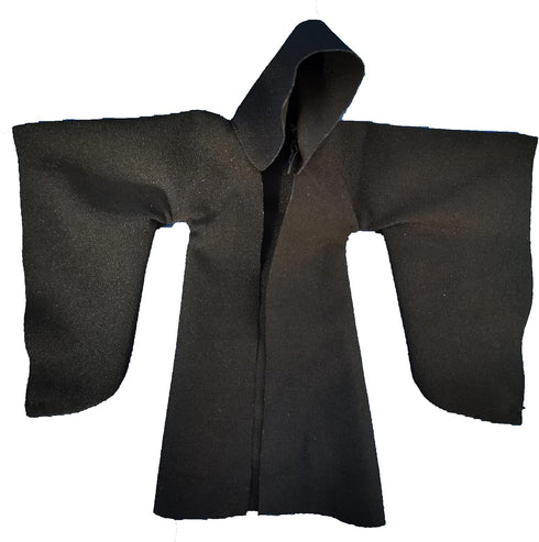 1:12 Scale Fabric Cape Robe with Hat for 6" Bandai SHF Figma Body Doll Action Figure (Black L Sleeve)