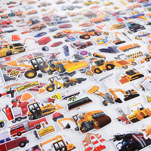 BEESTECH 400+ Cars and Truck Stickers for Kids, 24 Sheets Construction Stickers for Birthday Party Favors
