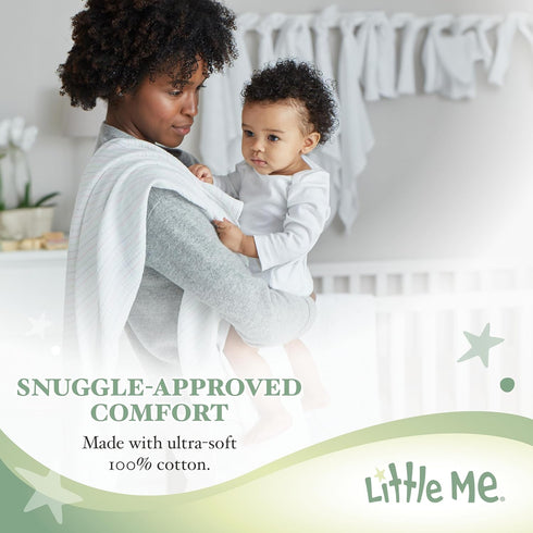 Little Me Unisex Baby Swaddling Receiving Blankets - Damask Scroll, 30 x 27 Inches