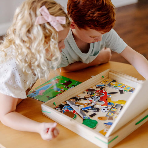 Melissa & Doug Wooden Magnetic Matching Picture Game - 119 Magnets and Scene Cards for Interactive Play