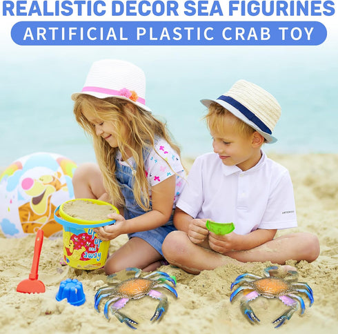 2Pcs Crab Toys for Babies, Realistic Ocean Animal Educational Model, Bath Toy for Kids