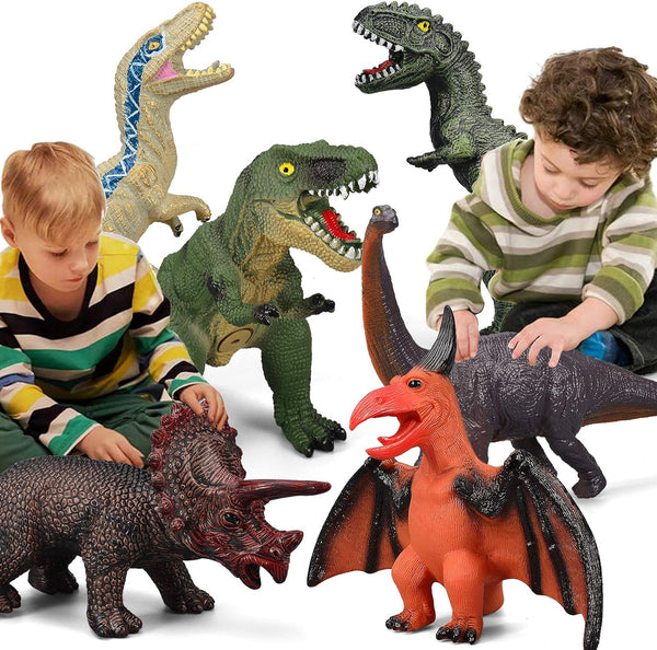 Jumbo Dinosaur Toys 6 Piece Set for Kids and Toddlers, Large Soft Dinosaur Toys for Ages 3-5, Perfect Birthday Gifts