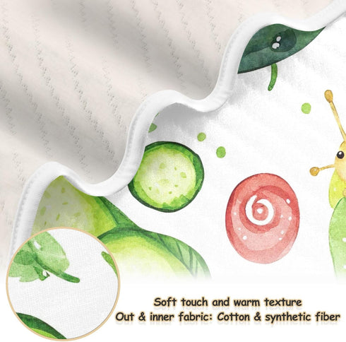 Qilmy Cozy 30 40 Inch Cute Snails and Cucumbers Baby Blanket for Boys Girls Kids with Soft Cotton, Cute Warm Nursery