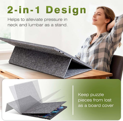 Jigpal 2-in-1 3 6 1000 Tilting Jigsaw Puzzle Board with Stand and Cover, Lightweight Felt Jigsaw Storage Table