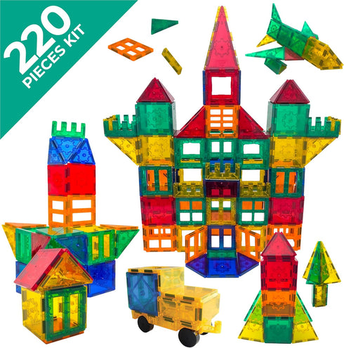 Tytan TILES 220-Piece SUPERSIZED Magnetic Tiles Building Set - 1000s of Creations, Kids’ STEM Toy, Architecture, Ages 3
