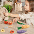 Set, ROBOTIME Wooden Play Food Cutting Vegetable Pretend Play Toy Food for Play Kitchen with Shopping Bag Kids Kitchen