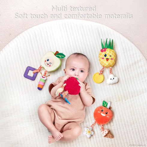 OR OR TU Baby Toys for 3 6 9 12 Months, Hanging Fruit Rattles, Infant Newborn Stroller Mobile Toys, Plush Wind Chime