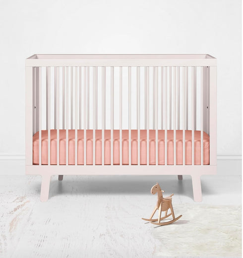 100% 100% 28 52 Cotton Crib Fitted Sheet - Olivia Tribal Solid Coral - Silky Soft Breathable Cotton Percale Baby Sheets