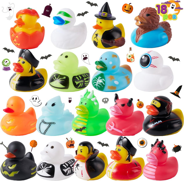 JOYIN 18 PCS Halloween Rubber Ducks, Halloween Ducks for Halloween Party Favors