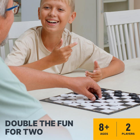 30 Checkers Board Game with Checkers Pieces - Classic Board Game for Kids and Adults